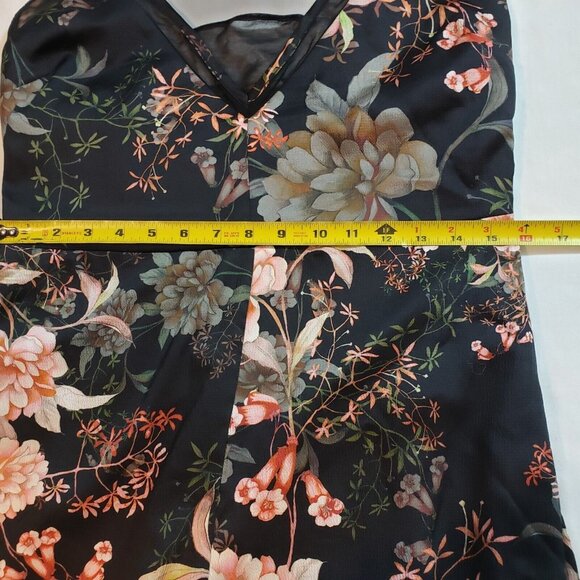 Anthropologie Adelyn Rae Rosanna Pink on Black Floral‎ print jumpsuit size L NEW - Picture 15 of 16